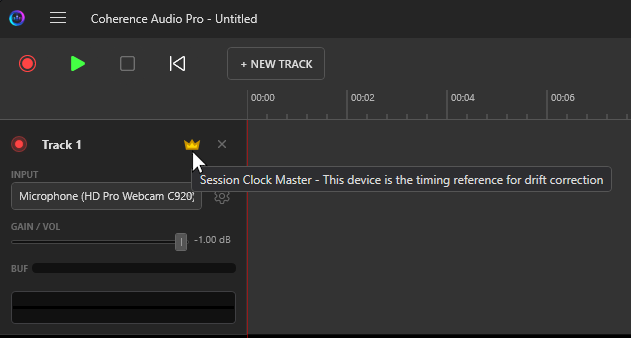 Clock master badge on a track
